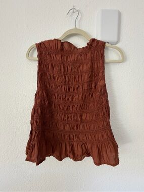 H&M Rust Red Smocked Sleeveless Camisole